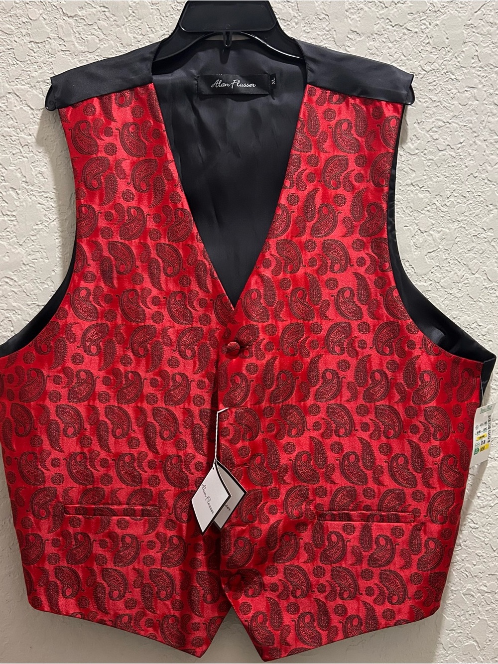 Murano Suit Vest Waist Coat Men's Size XL Five Button Pocket Paisley Print